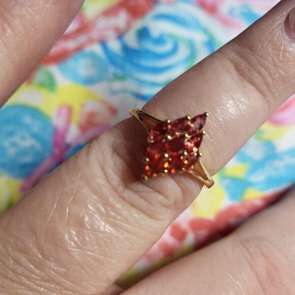 Red Sapphire Scarlet Flame 18k YG/Sterling Silver Ring - Picture 2 of 11